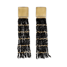  Harlow Brass Top with Gold Stripe Beaded Fringe - Black - #confetti-gift-and-party #-Ink + Alloy