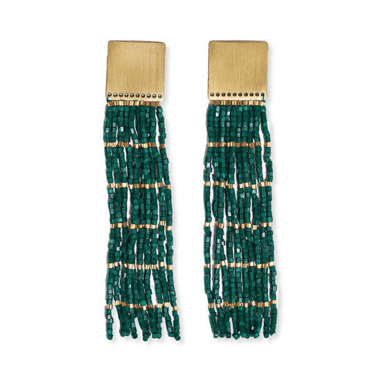 Harlow Brass Top with Gold Stripe Beaded Fringe - Emerald - #confetti-gift-and-party #-Ink + Alloy