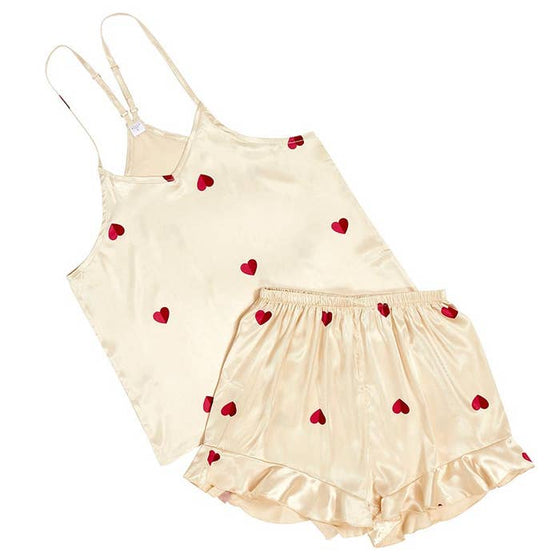 Heart Cami + Ruffled Shorts PJ sets - #confetti-gift-and-party #-Bella il Fiore