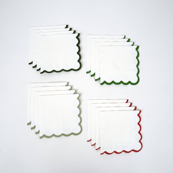 Holiday Scallop Cocktail Napkins - #confetti-gift-and-party #-Gatherings by Curated Paperie