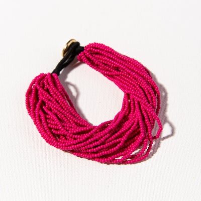 Hot Pink Multi Layer Seed Bead Bracelet - #confetti-gift-and-party #-Ink + Alloy