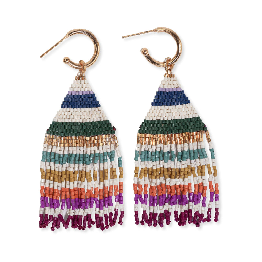 James Mini Gold hoop Horizontal stripe Beaded fringe - muted - #confetti-gift-and-party #-Ink + Alloy