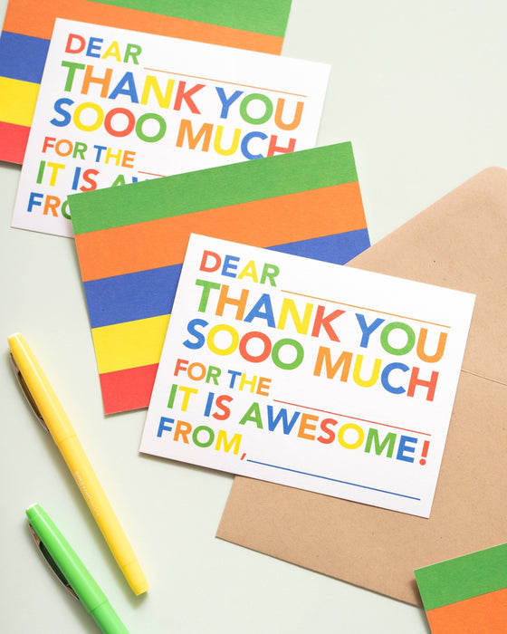 Kid's Fill In Thank You Notes - Primary - #confetti-gift-and-party #-Joy Creative Shop