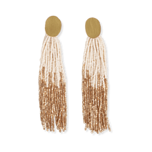  Mae Oval Brass Post 2 Color Beaded Tassel - Ivory - #confetti-gift-and-party #-Ink + Alloy