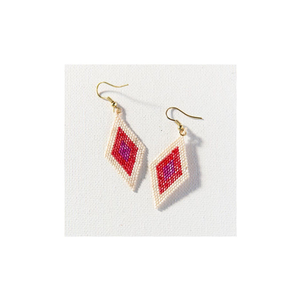 Magenta Scarlet Ivory Border DIamond Luxe Earring 2.5