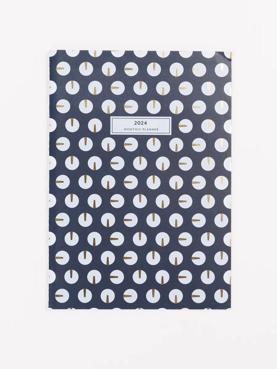 Medium Monthly Planner | Tick Tock Blue & Gold - #confetti-gift-and-party #-Mary Square