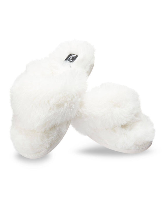 MeMoi Fuzzy Plush Thong Slippers - Ivory - #confetti-gift-and-party #-Infinity Classics International Inc.