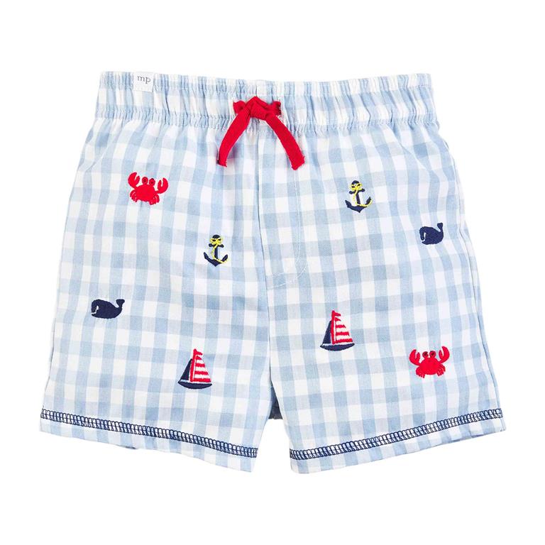 Nautical Schiffi Gingham Swim Trunks - #confetti-gift-and-party #-Mud Pie