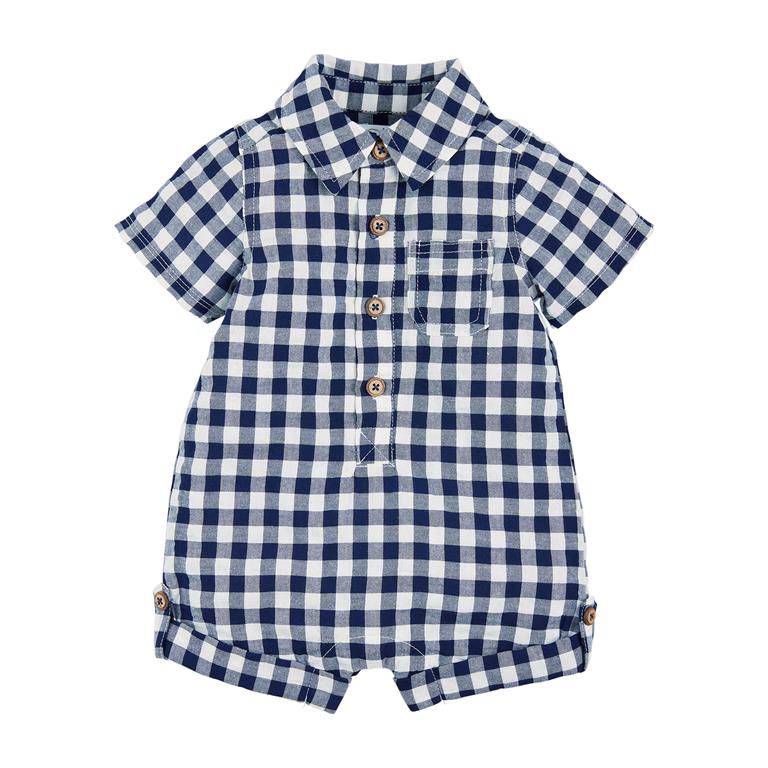 Navy Gingham Shortall - #confetti-gift-and-party #-Mud Pie