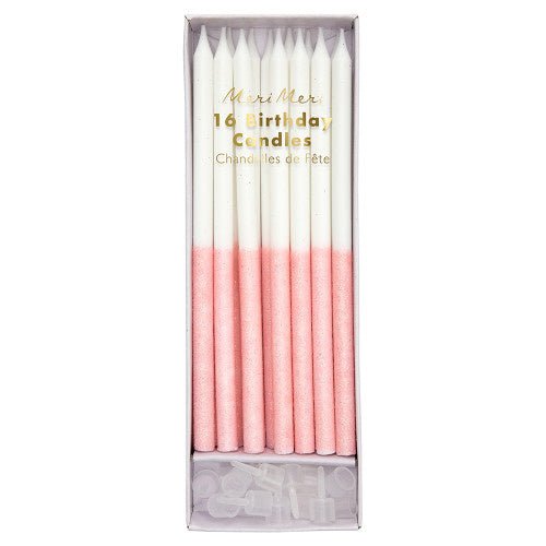 Pale Pink Dipped Glitter Candles - #confetti-gift-and-party #-Meri Meri