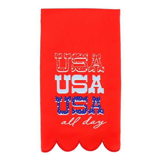 Patriotic Tea Towel Red "USA All Day" - #confetti-gift-and-party #-Packed Party