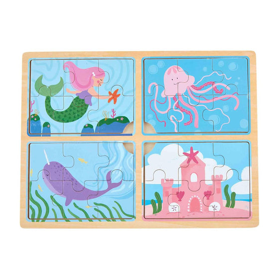 Pink Ocean Nautical 4 In 1 Puzzle - Confetti Interiors-Mud Pie