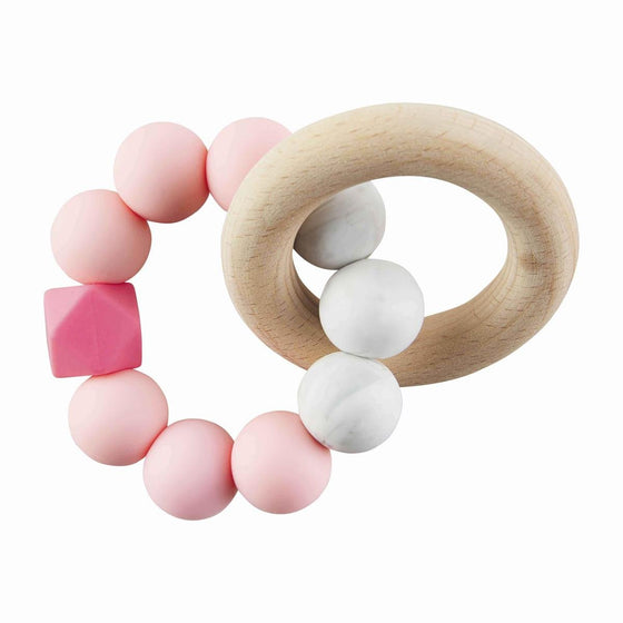 PINK Silicone and Wood Teether - Confetti Interiors-Mud Pie