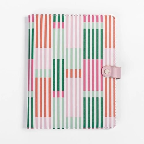 PU Folio Lg Line It Up Pink & Green - #confetti-gift-and-party #-Mary Square