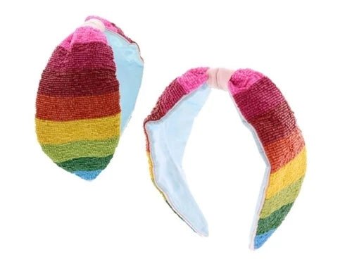 Rainbow Seed Bead Stripe Headband - #confetti-gift-and-party #-Jane Marie