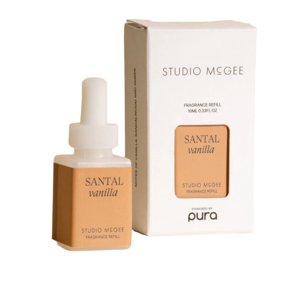 Santal Vanilla Pura fragrance refill with vanilla, sandalwood, and amber notes.