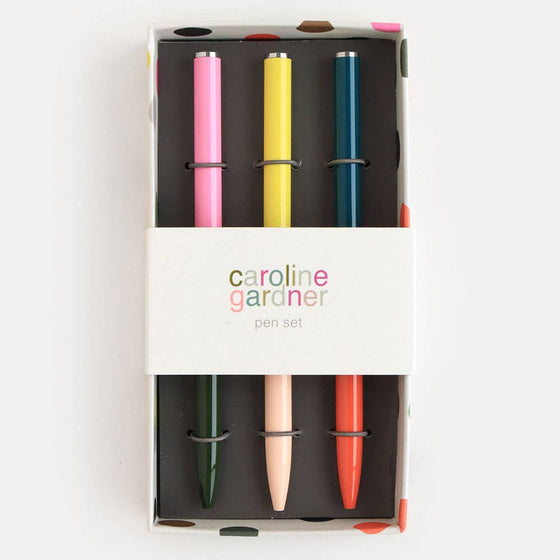 Set of 3 Slim Pens - Pink/Yellow/Orange - Confetti Interiors-Caroline Gardner