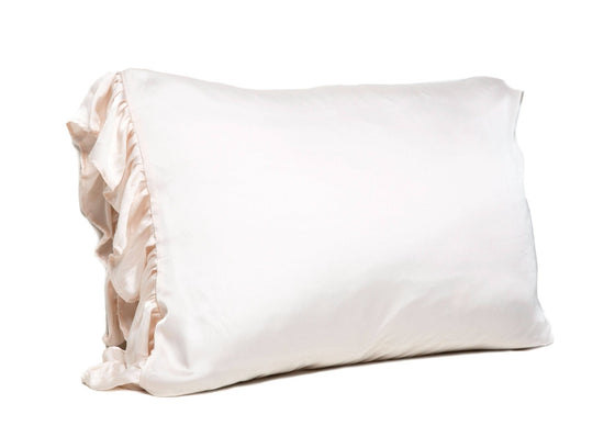 Silky King Pillowcase w/Ruffle - Ivory - Confetti Interiors-Bella il Fiore