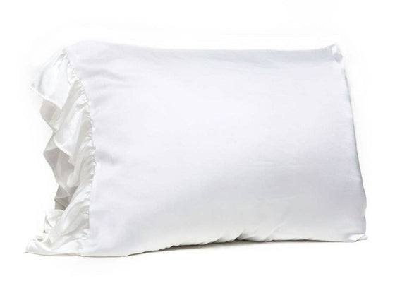 Silky Standard Pillowcase with Ruffle - White - #confetti-gift-and-party #-Bella il Fiore
