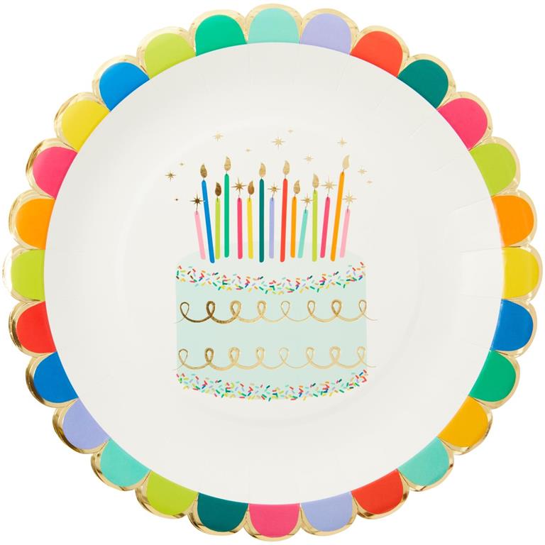 Sprinkle Birthday Cake Scallop Edge Dinner Plate by CR Gibson at Confetti Gift and Party