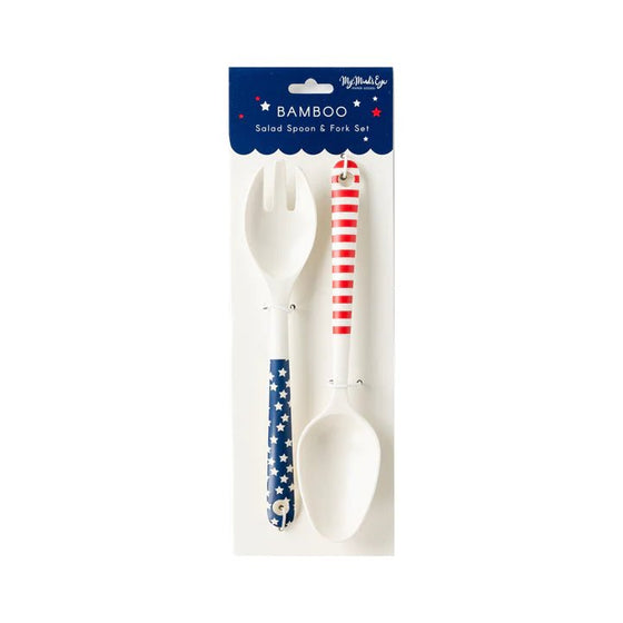 Stars and Stripes Salad Spoon and Fork Reusable Serving-ware - #confetti-gift-and-party #-My Mind’s Eye
