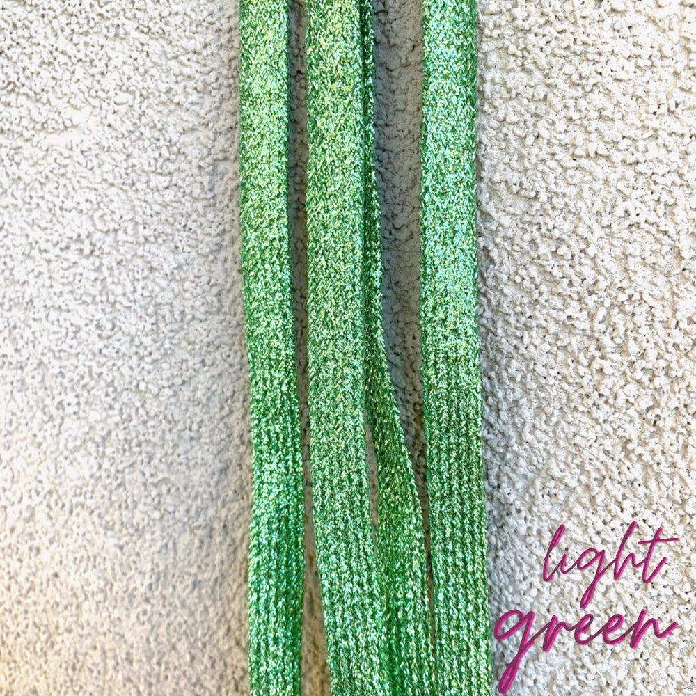 Team Spirit Shimmer Shoelaces - LIGHT GREEN - #confetti-gift-and-party #-Nikki Lee Wholesale