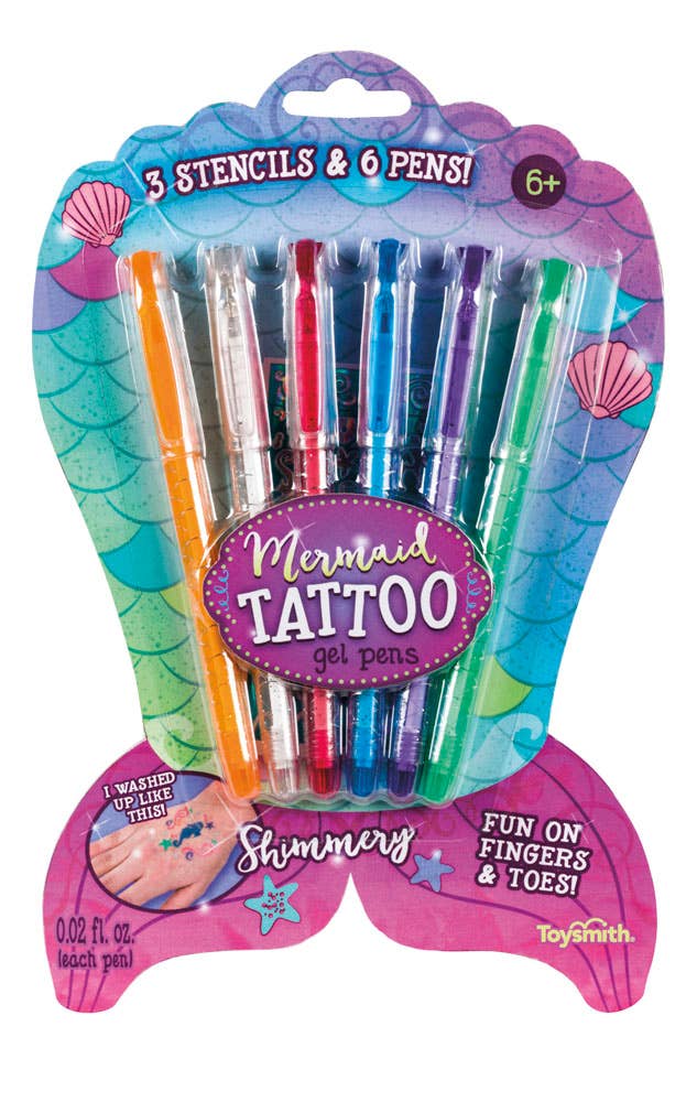 Toysmith - Mermaid Tattoo Gel Pens, Set of 6 ToysmithConfetti Interiors