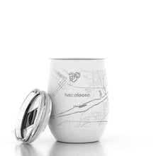  Tuscaloosa AL Map 12 oz White Insulated Wine Tumbler - #confetti-gift-and-party #-Well Told