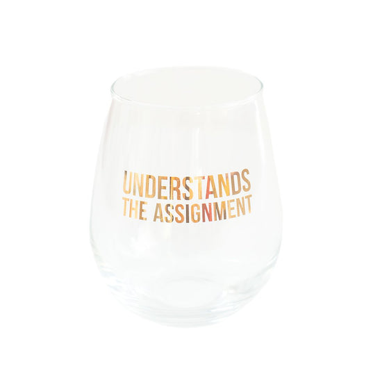 Understands The Assignment Wine Glass - #confetti-gift-and-party #-Jollity & Co. + Daydream Society