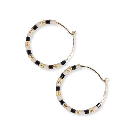 Victoria Mixed Beaded Hoop - Black - #confetti-gift-and-party #-Ink + Alloy