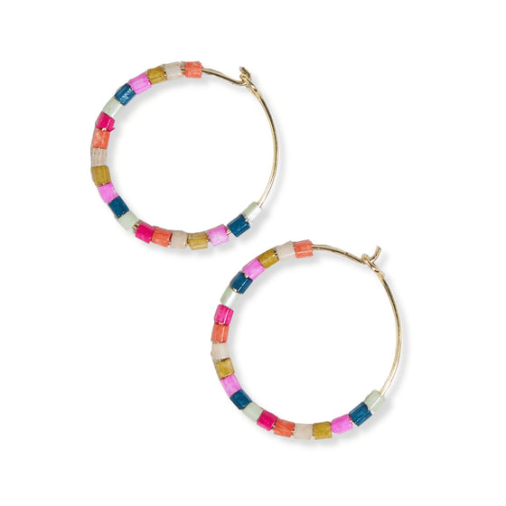 Victoria Mixed Beaded Hoop - Rainbow - #confetti-gift-and-party #-Ink + Alloy